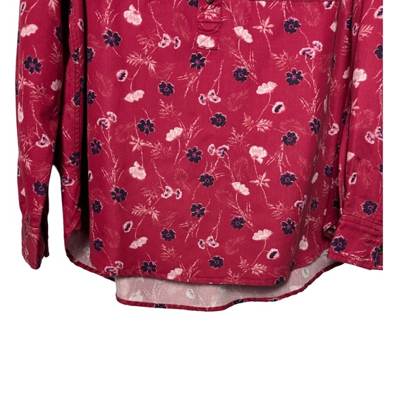 Lands End Women’s Long Sleeve Popover Reddish Pink Floral Size Large - Picture 3 of 11